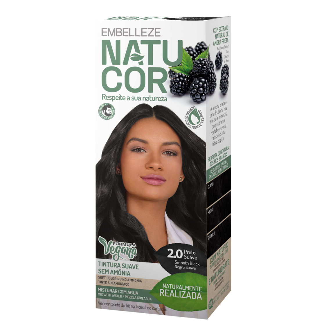 Natucor Vegan Haarfarbe glatt schwarz 2.0